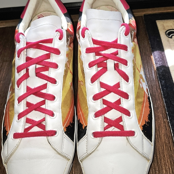 adidas White Sneakers with Pink Laces and Sunset Graphic - Picture 3 of 6